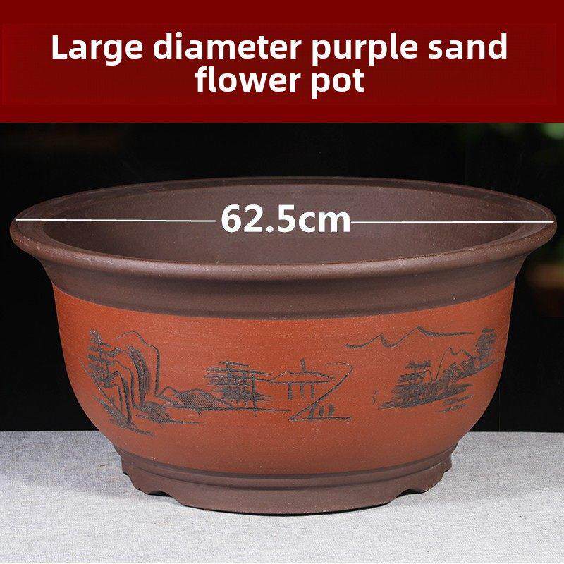 特大号紫砂花盆陶瓷发财树花盆特价50cm以上种铁树大花盆清仓包邮