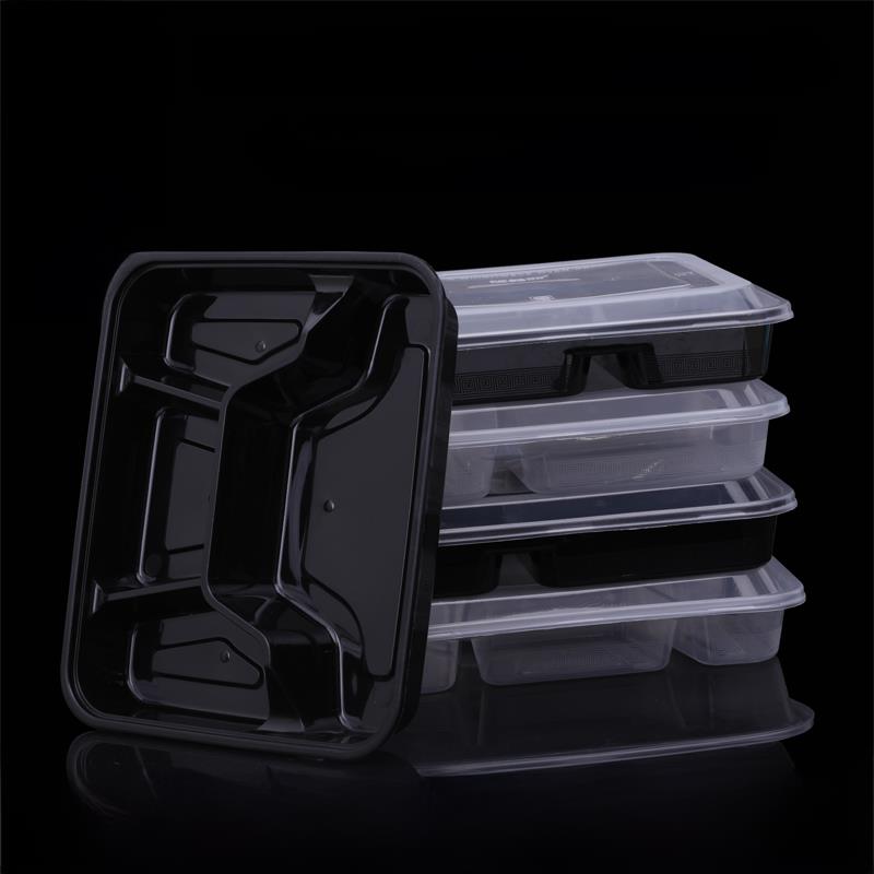 销售漂亮的多隔室用餐共享饭盒，分开的一次性外卖饭盒，方形，四