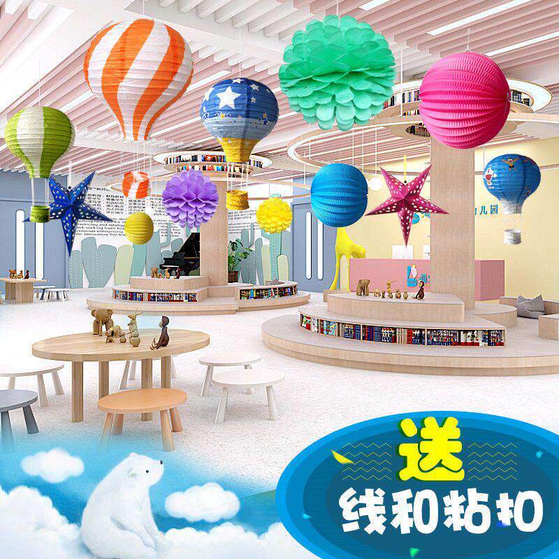 五一商场装饰布置空中纸艺挂件店铺悬吊式天花板挂饰橱窗环创幼儿