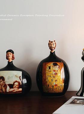 艺术设计，出口欧式名画，创意陶瓷猫叔饰品，文艺覆兴覆古装饰饰
