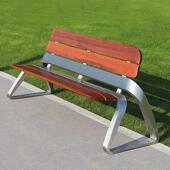 公园小区户外长椅庭院不锈钢休闲塑木靠背座椅长条室外休闲椅实木