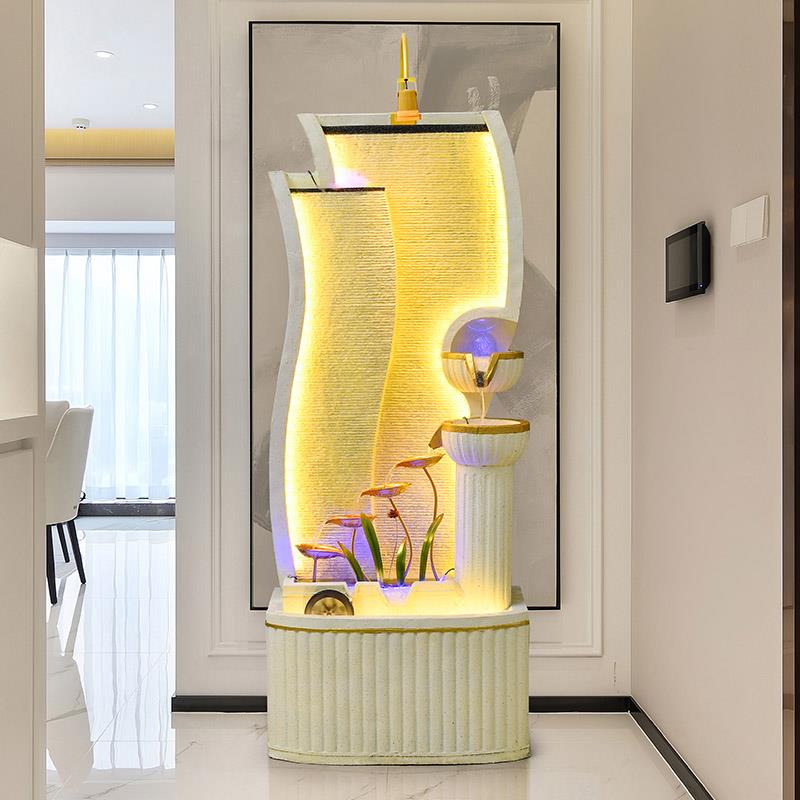 欧式流水生财摆件循环水幕墙喷泉客厅招财风水轮落地装饰开业礼物