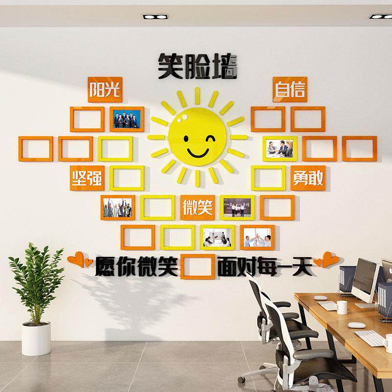 优秀员工风采笑脸照片展示墙公司墙面装饰办公室氛围布置企业文化
