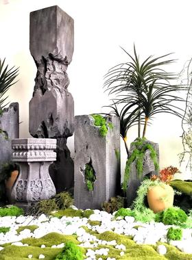 仿真水泥柱泡沫石头道具定制假山雕塑罗马柱影视舞台橱窗装饰造景