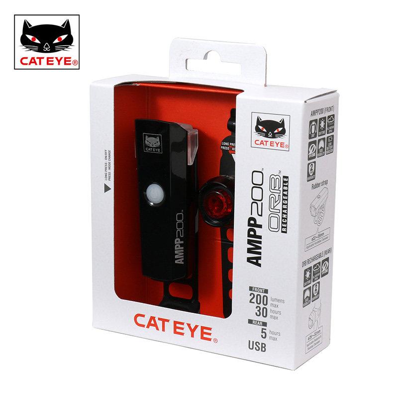 CATEYE猫眼 自行车夜骑灯强光山地骑行车灯充电(前灯+尾灯)套装