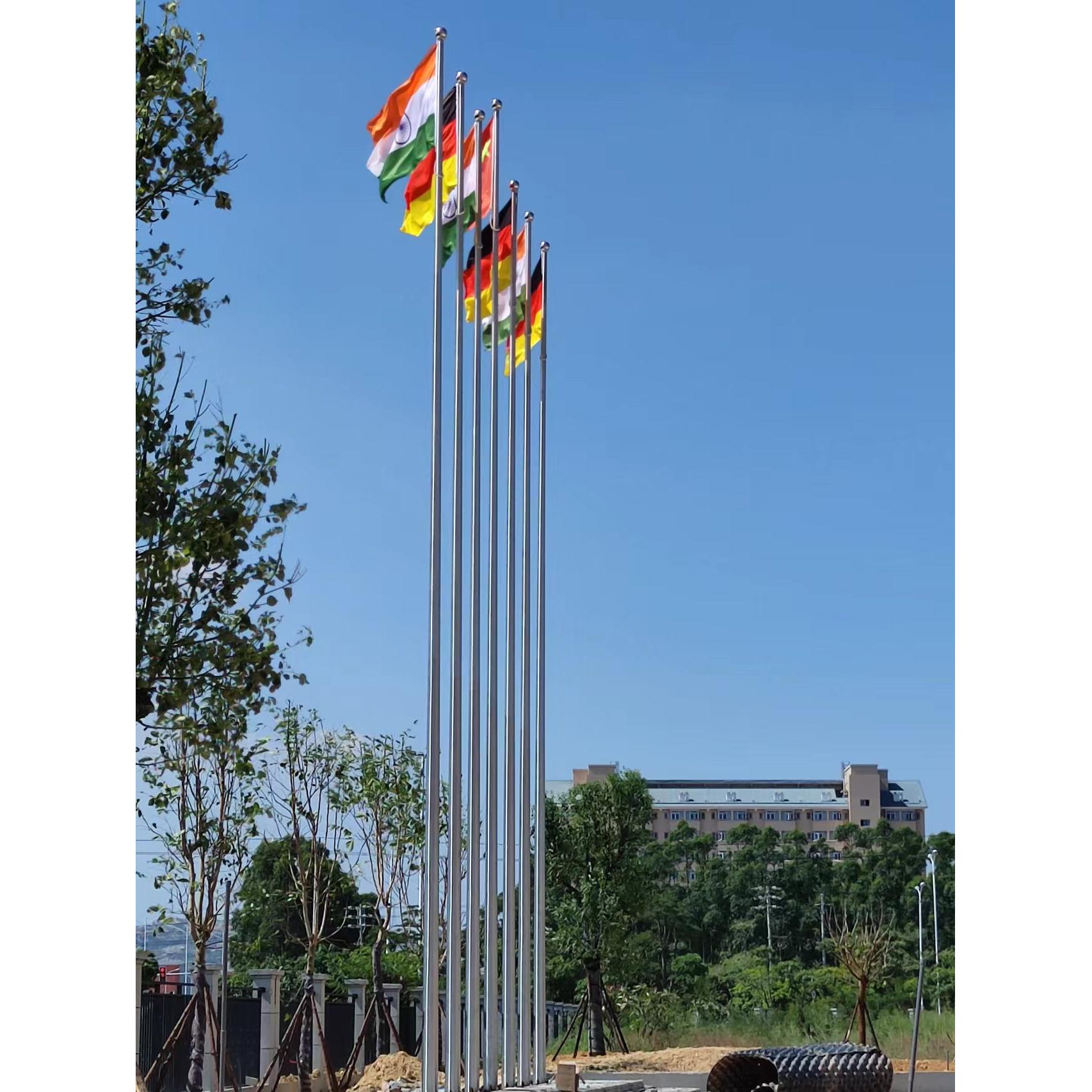 户外不锈钢锥形旗杆内置手摇升降电动音乐同步群升群降可订制