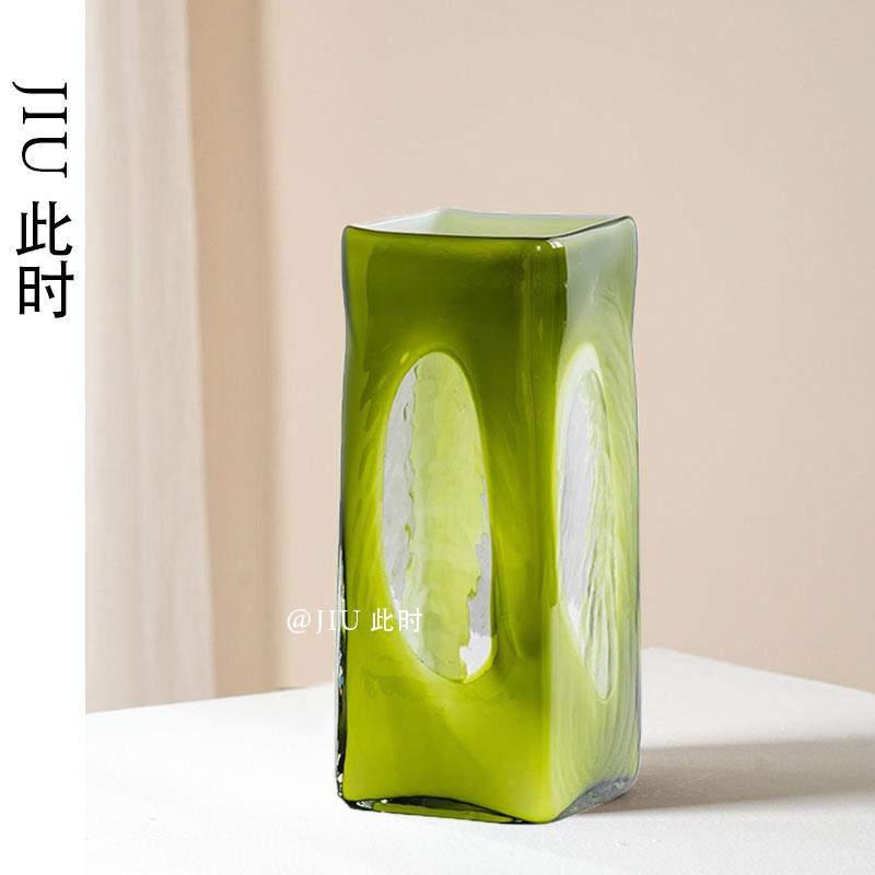 JIU此时 | 法式中古玻璃花瓶客厅插花高级感装饰摆件艺术花器软装