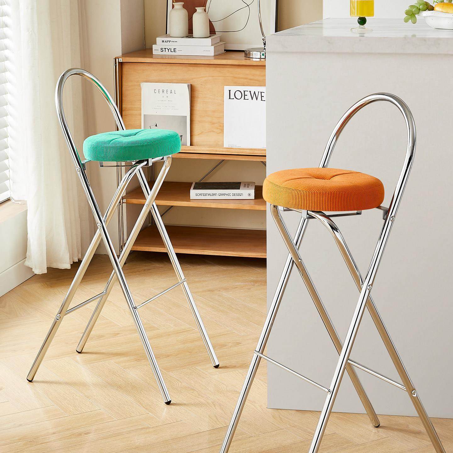 轻奢高级感岛台专用椅子可折叠覆古风吧台椅55cm高脚凳收银柜台凳,住宅家具,家用高脚椅,淘宝优惠券,粉丝福利购,淘宝优惠卷