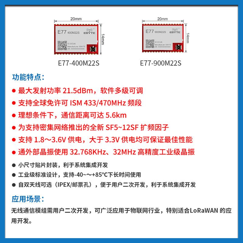 LoRa扩频无线模块STM32WLE5CCU6芯片433/915MHz低功耗SoC二次开发