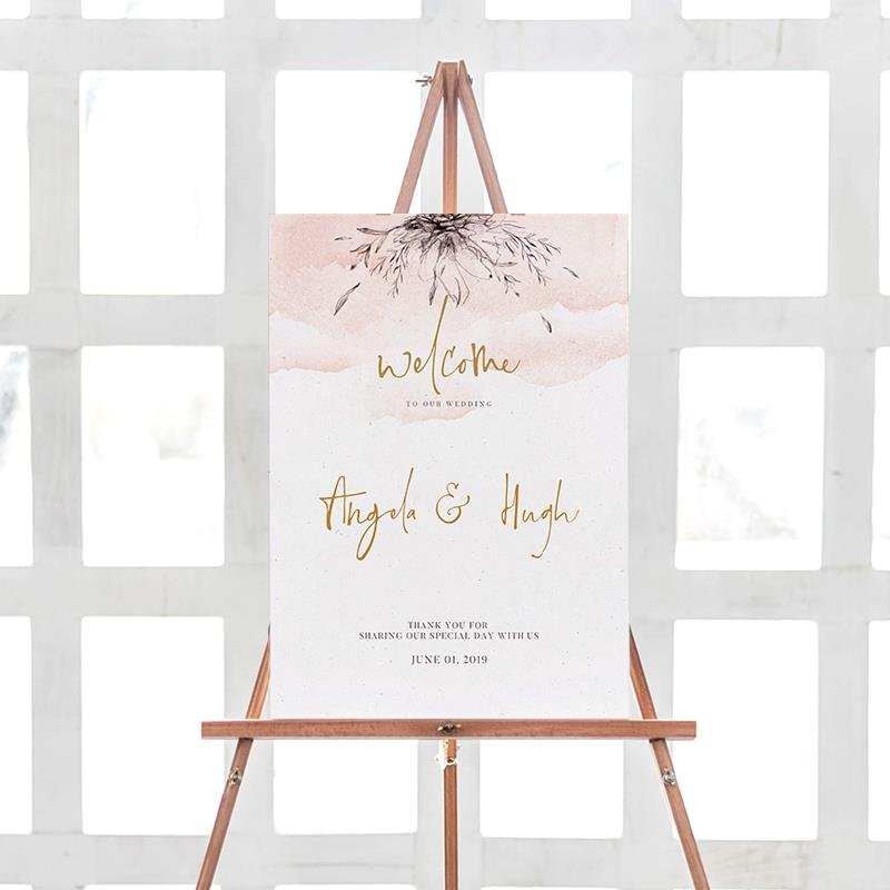 定制粉色红色蓝色婚礼迎宾牌水牌流程牌席位图生日