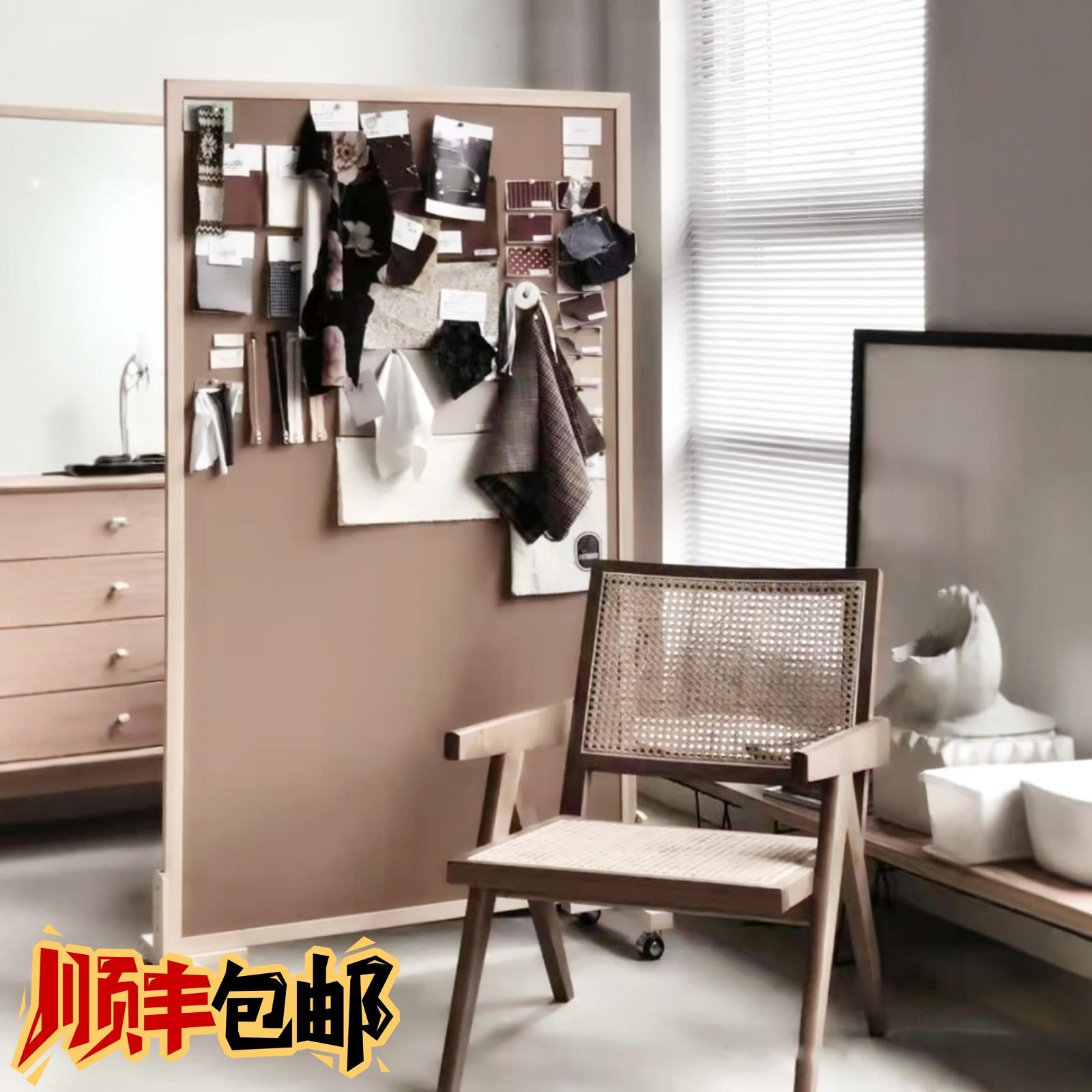 落地移动软木留言板照片墙万向轮支架背景墙展示板公告栏家居装饰