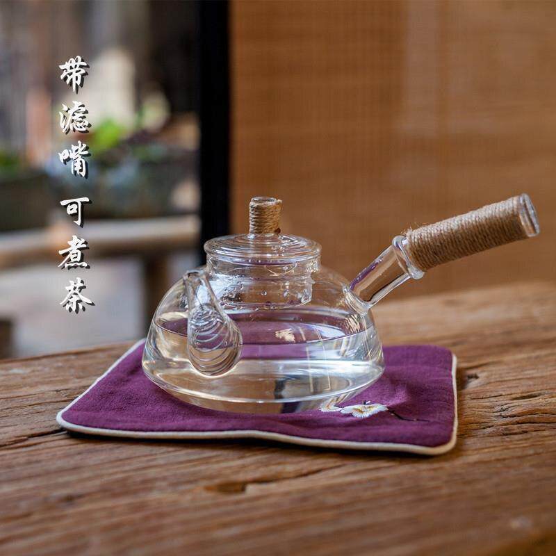 玻璃煮茶壶耐热高温煮茶器防烫侧把烧水壶花茶电陶炉茶器