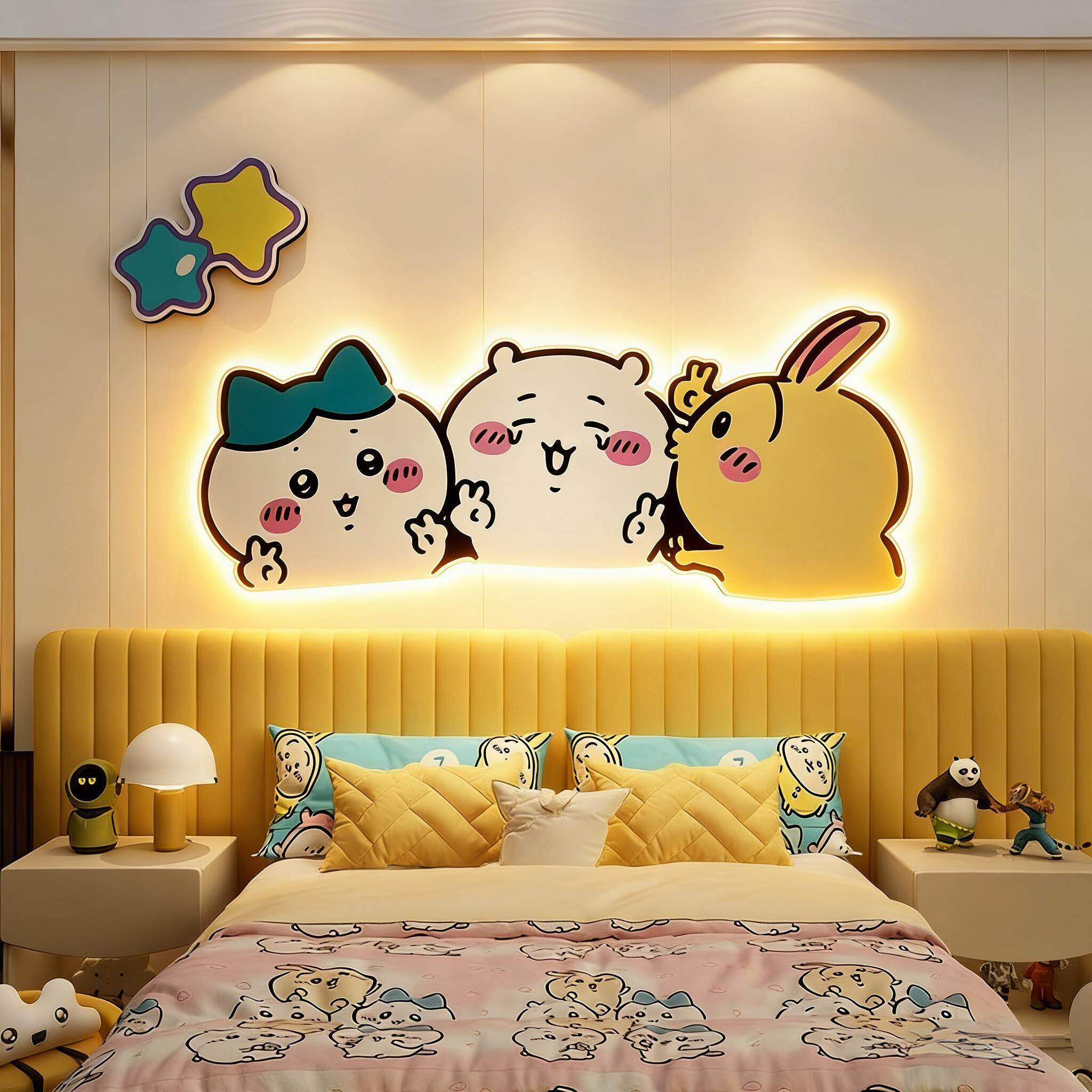 chiikawa吉伊乌萨奇发光灯挂画儿童房间布置卧室床头墙面装饰贴纸