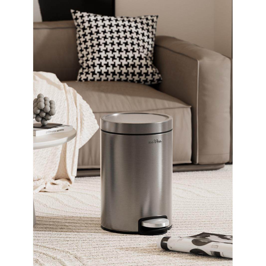 MVM垃圾桶家用轻奢高档客厅厨房卫生间静音带盖不锈钢简约脚踏式