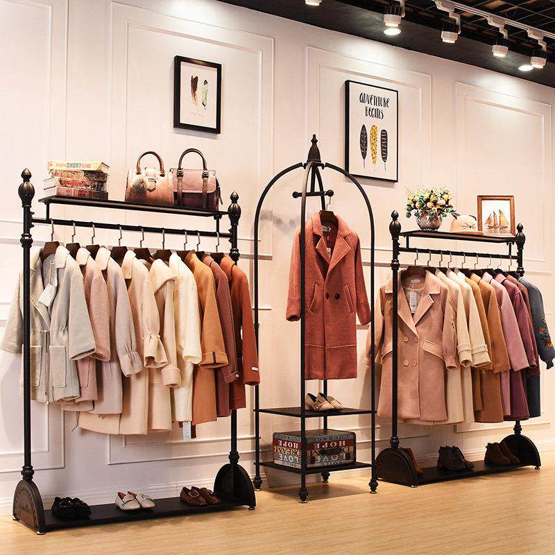 服装店展示架上墙女装店货架挂衣架专用陈列架欧式落地式衣服架子