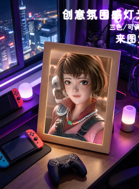 灵笼白月魁灯光画桌摆件礼物