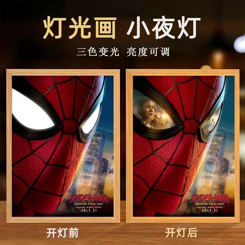 漫威蜘蛛侠小夜灯相框摆件礼物