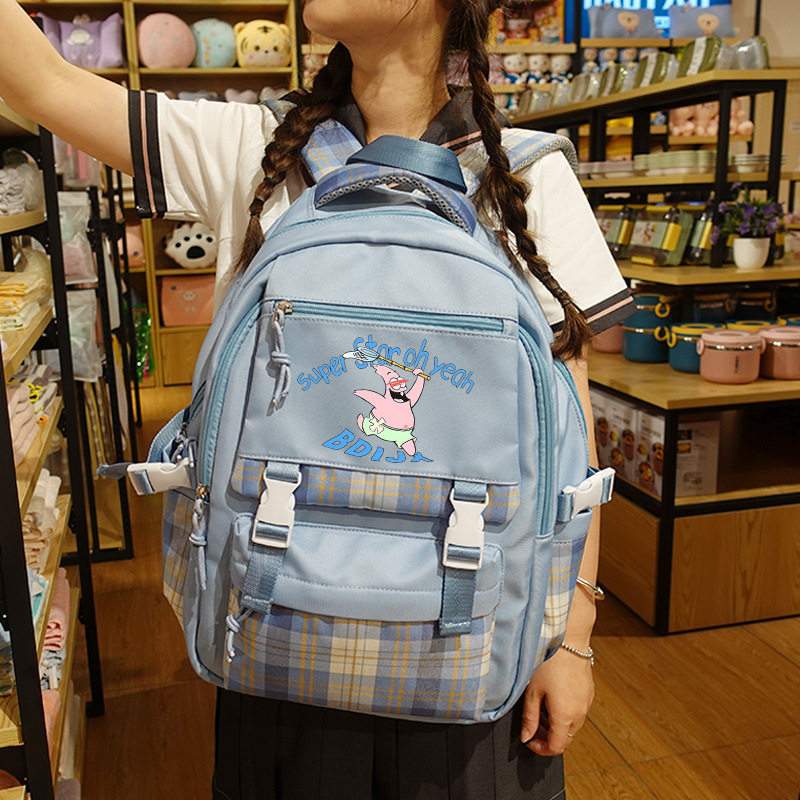 海绵宝宝手办周边小学生双肩背包男女三到六年级大容量书包初高中