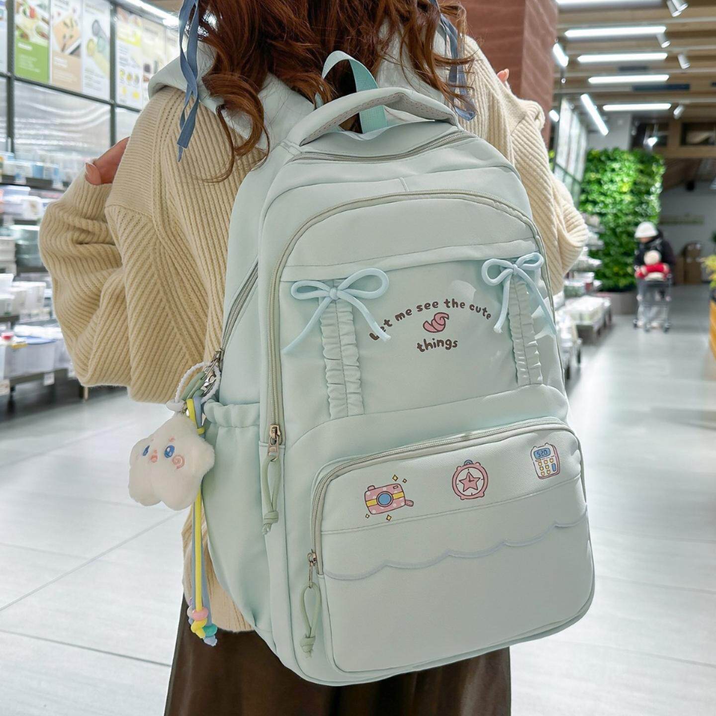 新款高颜值印花可爱背包初中高中生女学生韩系ins通勤百搭双肩包