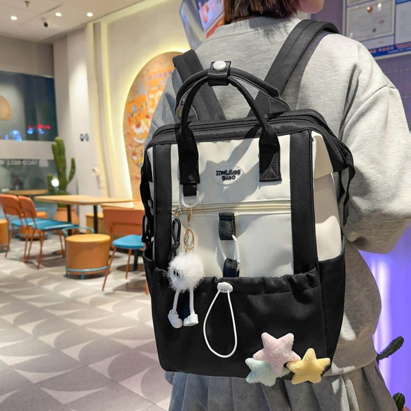 2025新款时尚韩版书包旅行大容量背包初高中大学生上课通勤双肩包