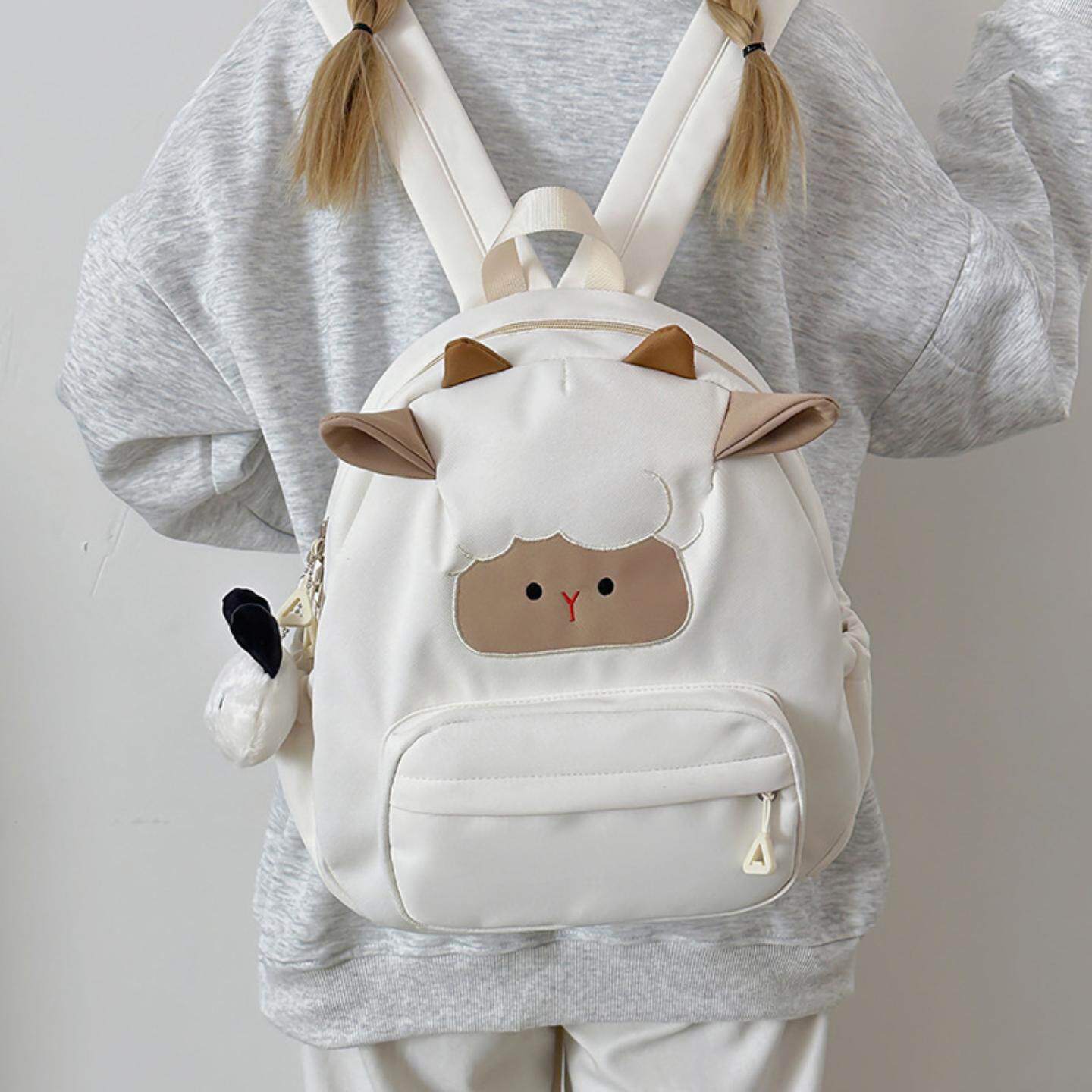 新款时尚休闲可爱小羊出街旅行高级感女生轻便出街书包背包双肩包