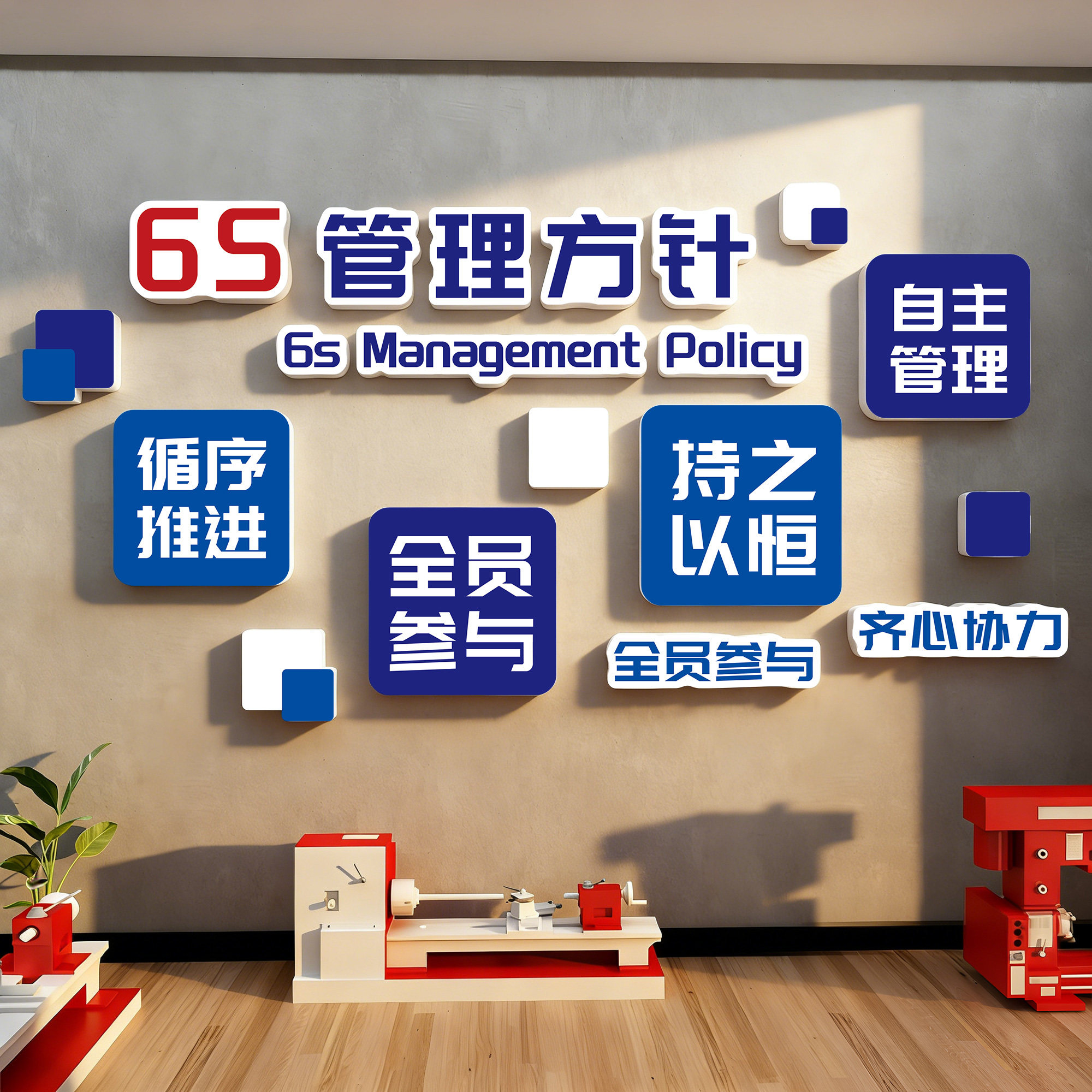 6s管理方针标识牌看板安全生产文化墙贴企业工厂车间励志标语仓库