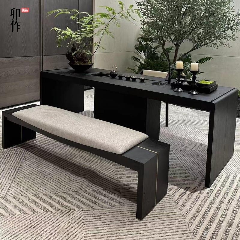 新中式实木茶桌椅组合现代简约中古风白蜡木茶台2025新款客厅家用