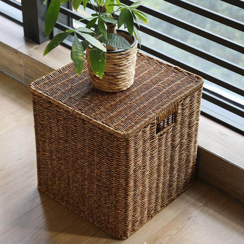 仿藤编橱柜收纳箱 简约收纳篮带盖 衣橱收纳筐柜子储物箱整理盒子,收纳整理,收纳箱,淘宝优惠券,粉丝福利购,淘宝优惠卷