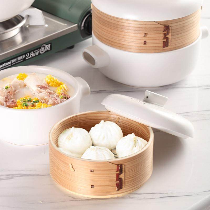 手工竹制蒸笼砂锅配套大小蒸格小笼包子馒头笼格笼屉柳杉木蒸屉