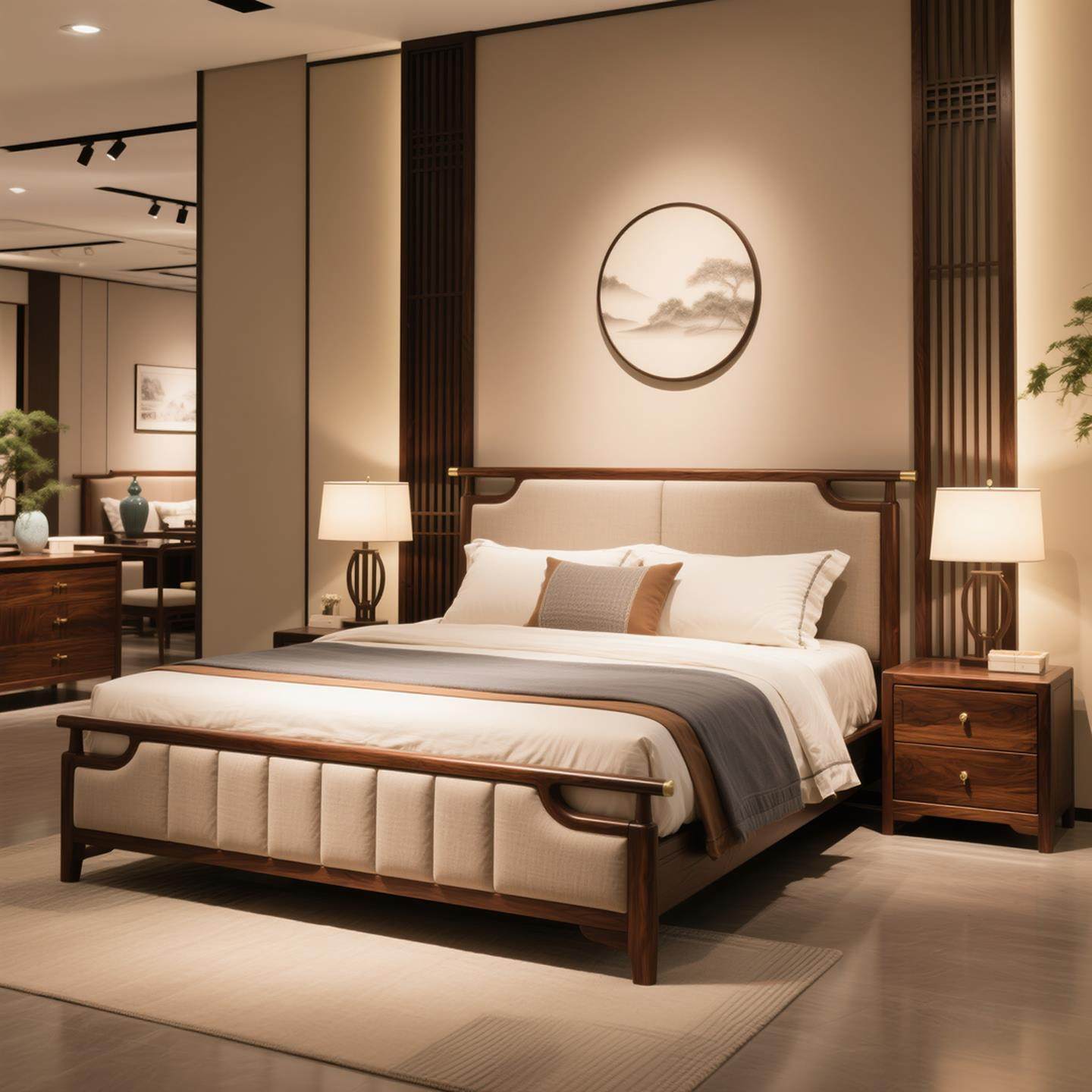 宋式美学北美黑胡桃木双人大床2025款新中式1米8主卧婚床实木大床,住宅家具,实木床,淘宝优惠券,粉丝福利购,淘宝优惠卷