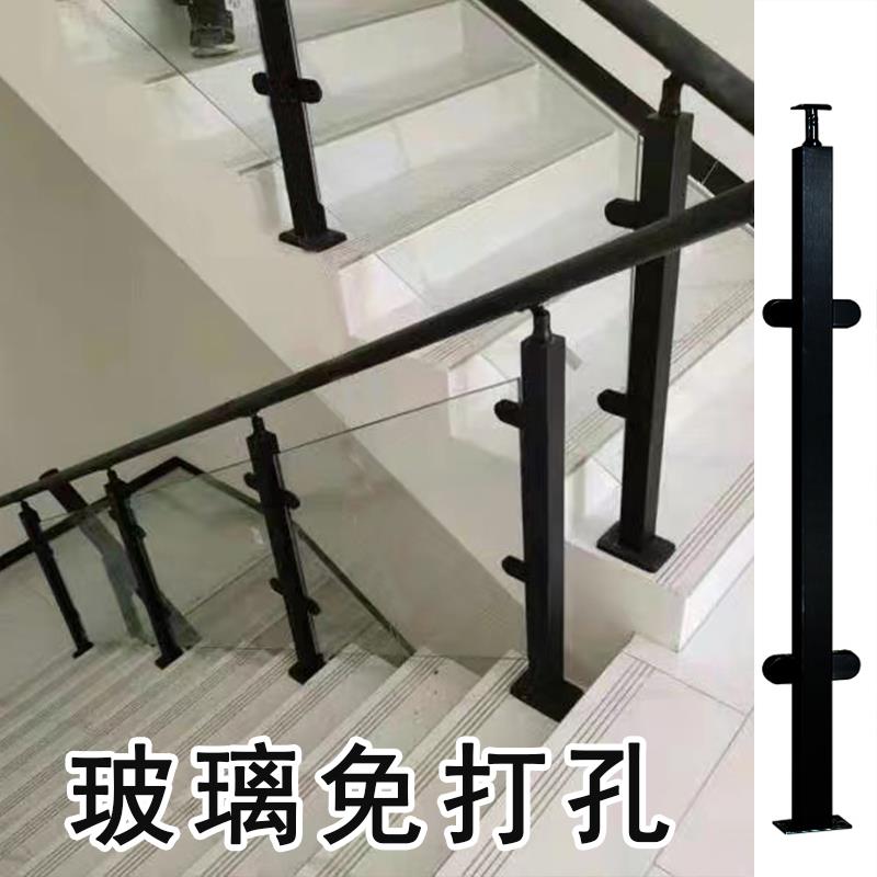 304不锈钢玻璃楼梯扶手护栏阳台室内外家用立柱围栏玻璃平台栏杆