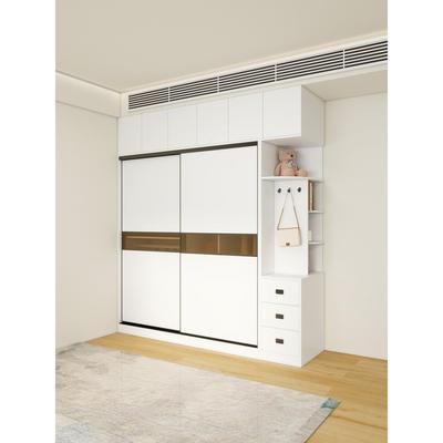 定制铝合金蜂窝板推拉滑移门衣柜家用卧室玻璃储物柜金属柜挂衣柜