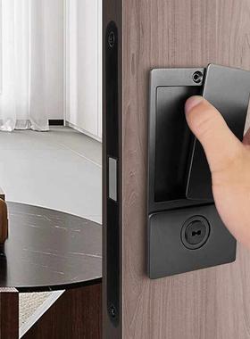 白色门锁无障碍豪华平锁隐形隐藏卧室房间无把手门锁现代内置静音