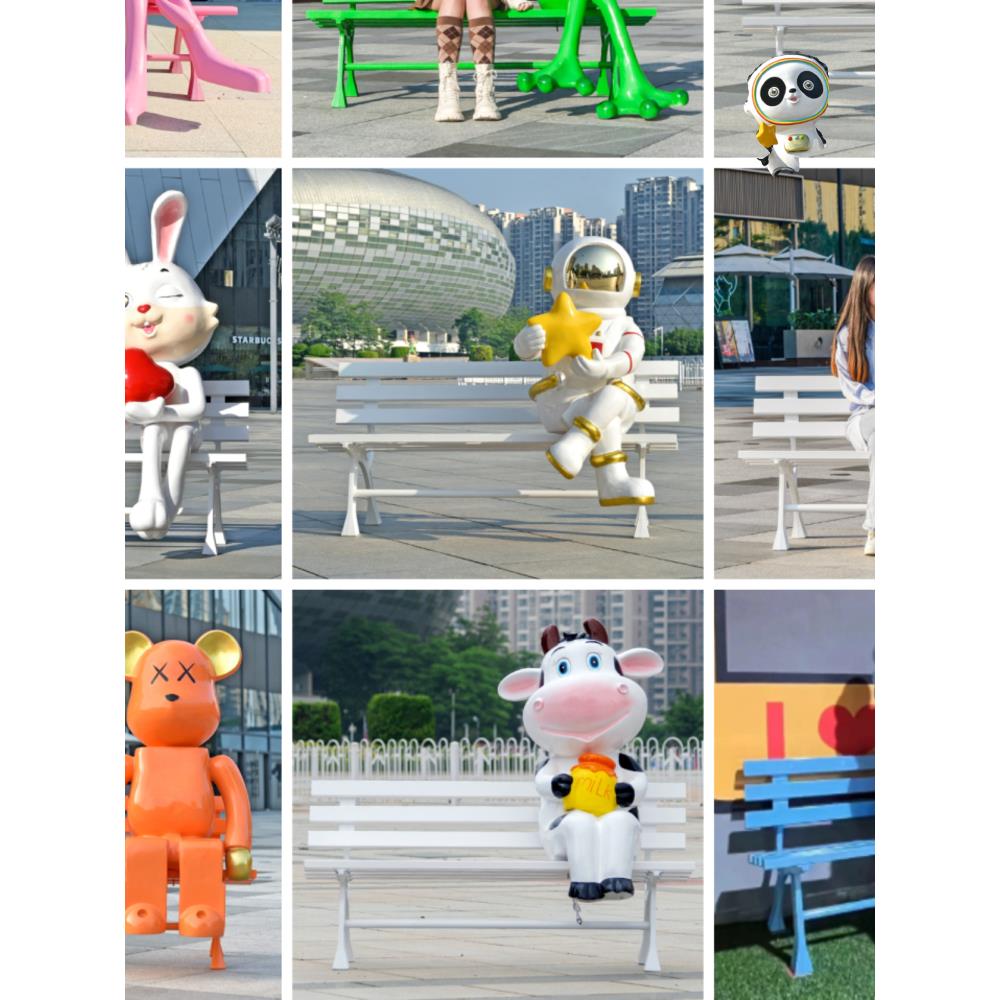 户外卡通动物座椅玻璃钢雕塑休闲公园椅庭院公园幼儿园林景区摆件