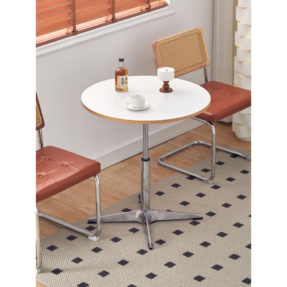 现代简约小圆桌可升降洽谈桌旋转咖啡奶茶店休闲桌北欧阳台小桌子