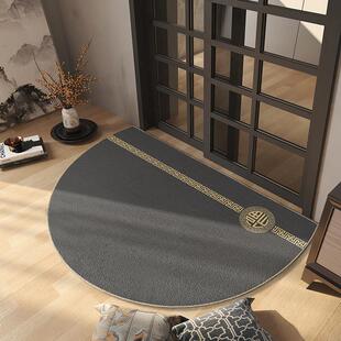 中式半圆形入户门地垫灰色进门门垫入门脚垫大门口地毯轻奢高级感