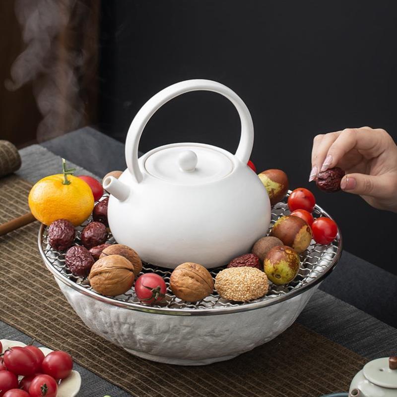新款简约轻奢高端围炉煮茶炉家用室内陶壶烤奶煮茶壶泡茶器具全套