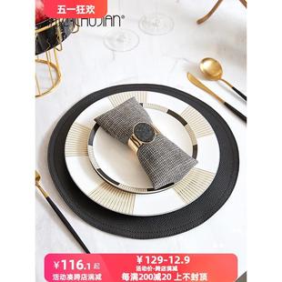 样板房创意西餐桌餐具刀叉装 轻奢现代陶瓷餐盘套装 饰摆台古典家居