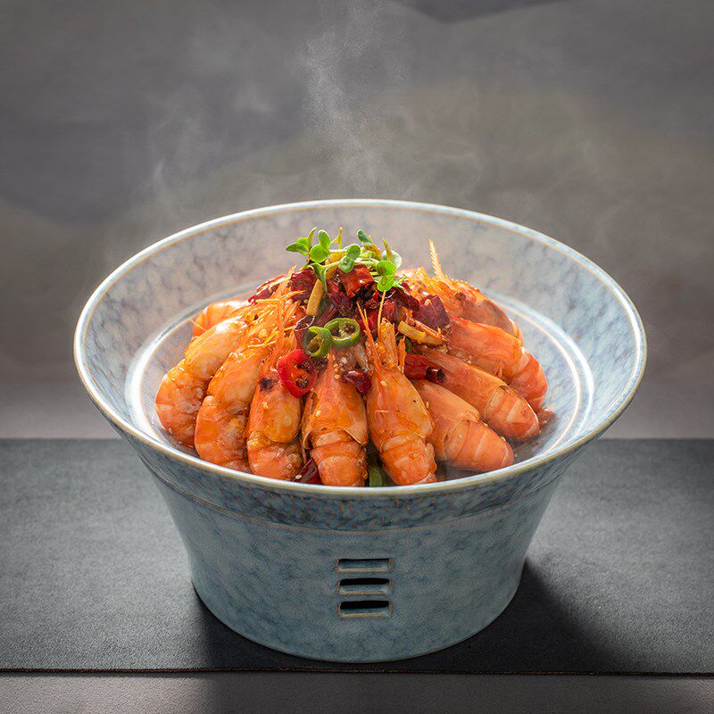 热销酒店特色陶瓷色釉明炉餐厅可蜡烛加热保温鲍鱼海鲜汤盘子创意