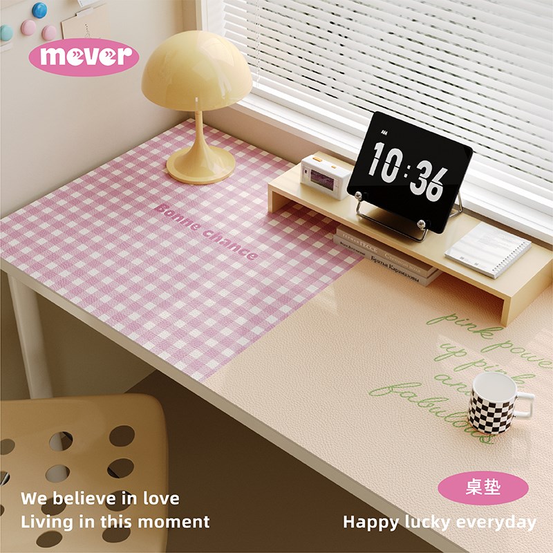 热销韩式格子超大号电脑写字台桌垫办公室隔热防水免洗课桌皮革书
