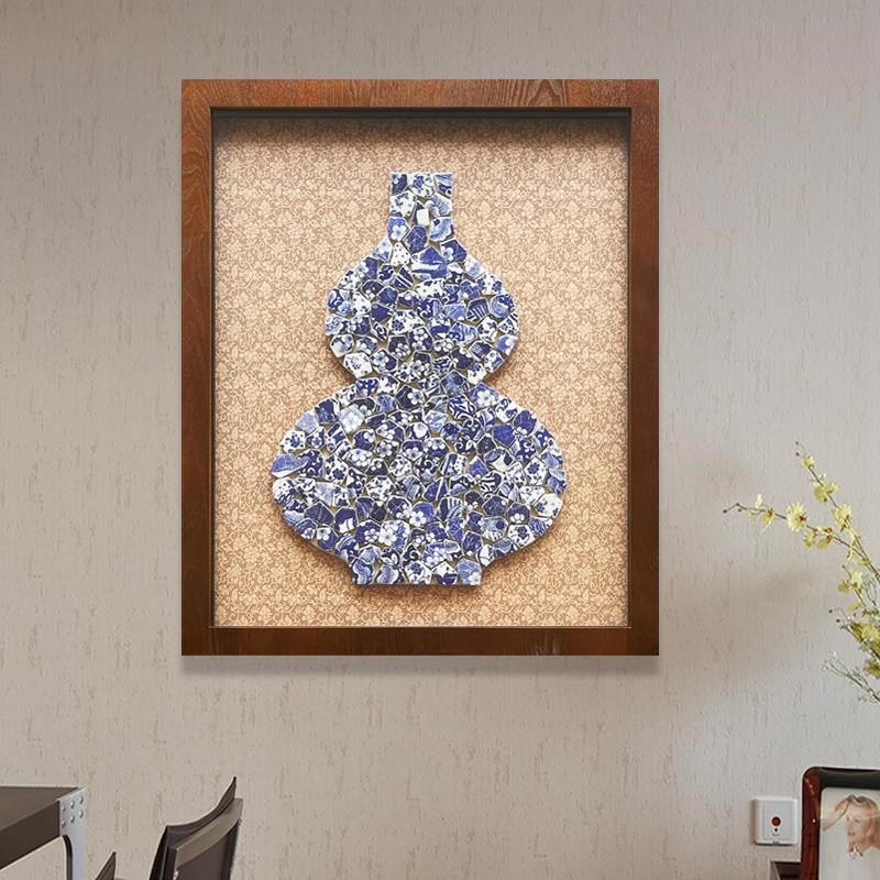 热销新品电表箱装饰画新中式青花瓷实物画手工立体画中式电闸盒遮