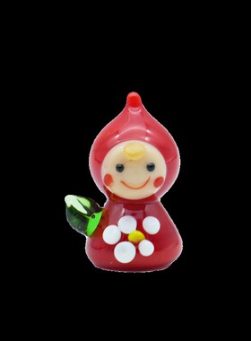 热销淄博琉璃可爱小红帽娃娃屋迷你摆件手工微缩卡通人物桌面装饰