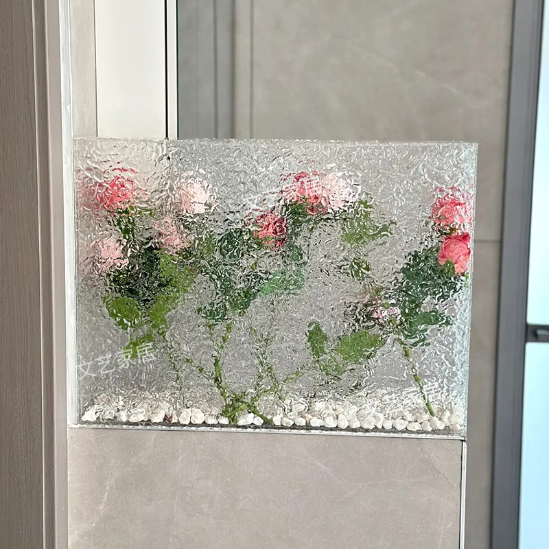 热销透明亚克力水波纹石头纹厨房装饰燃气热水管道半墙遮丑型隔断