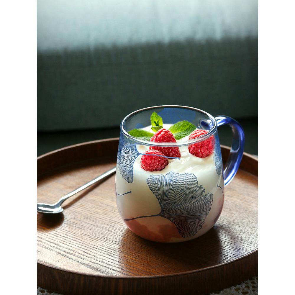 九土带把手玻璃杯清新早餐杯家用喝水咖啡杯耐高温杯子水杯牛奶杯,餐饮具,玻璃杯,淘宝优惠券,粉丝福利购,淘宝优惠卷