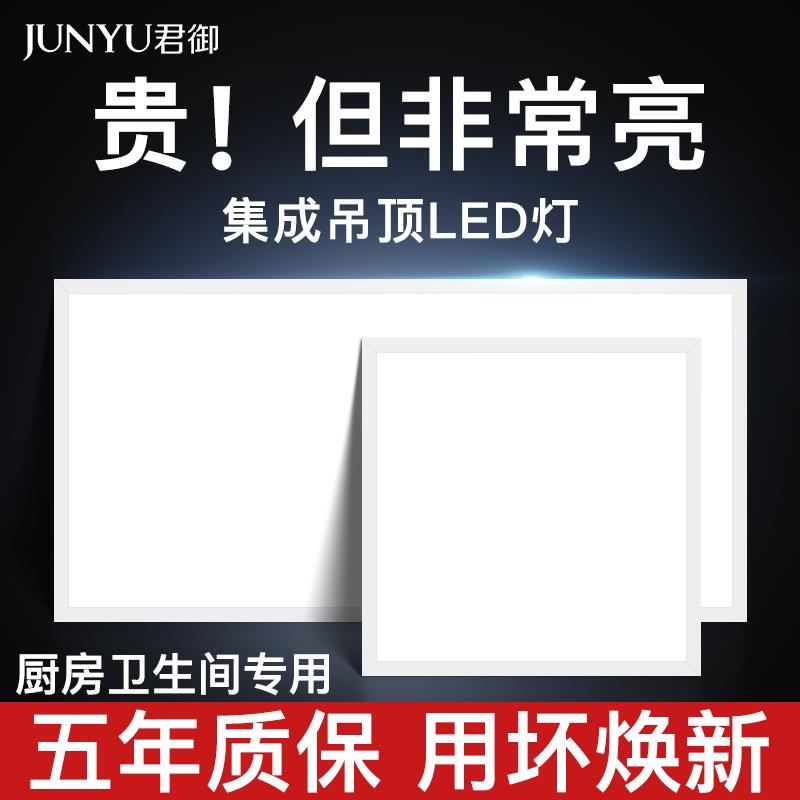 led集成吊顶灯厨房铝扣板浴室厕所卫生间嵌入式天花平板吸顶灯具