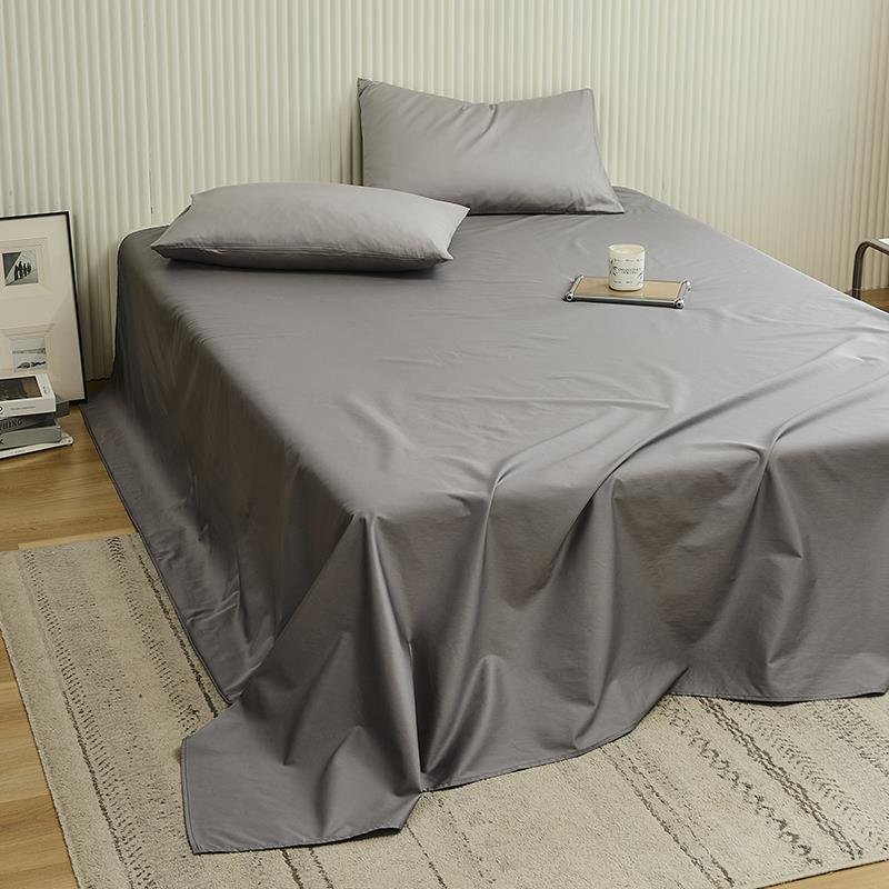 高级感纯色100支长绒棉床单纯棉单件 全棉贡缎被单柔滑裸睡床笠