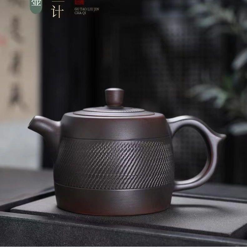 云南原矿紫陶凤鸣井栏壶茶壶手工家用茶具复古原矿大容量功夫礼品