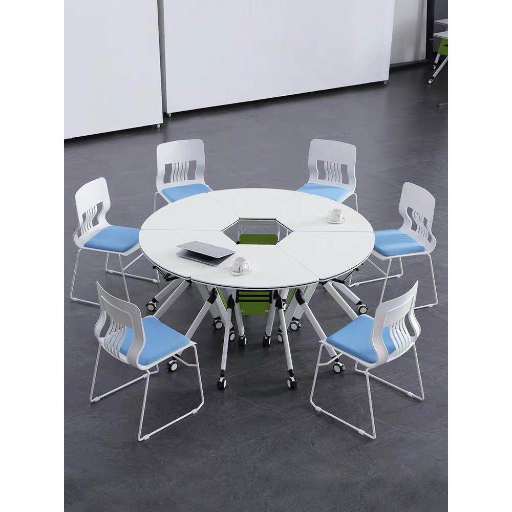 折叠会议桌培训室长条课桌椅可移动组合拼接六边形团体活动智慧