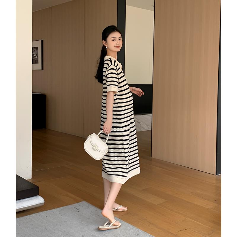 ZMA孕妇洋装夏款2024新款冰丝条纹长裙女夏季时尚百搭孕妇裙子