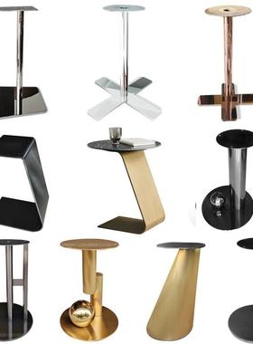 边几脚架底座岩板支架桌腿不锈钢镜面五金金属支架大理石边几桌腿